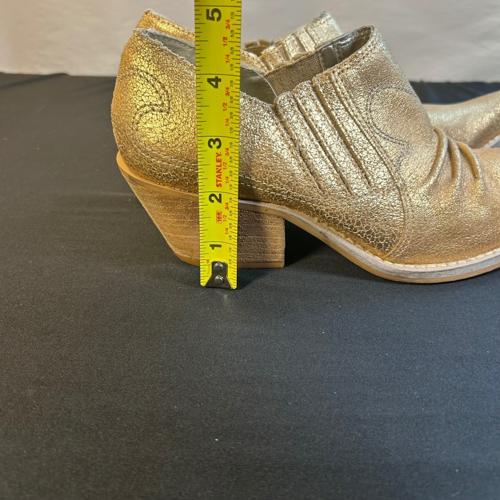 Penny loves Kenny Horse N Buggy Gold Metallic Leather Western Ankle Boots 8.5M - Picture 6 of 8